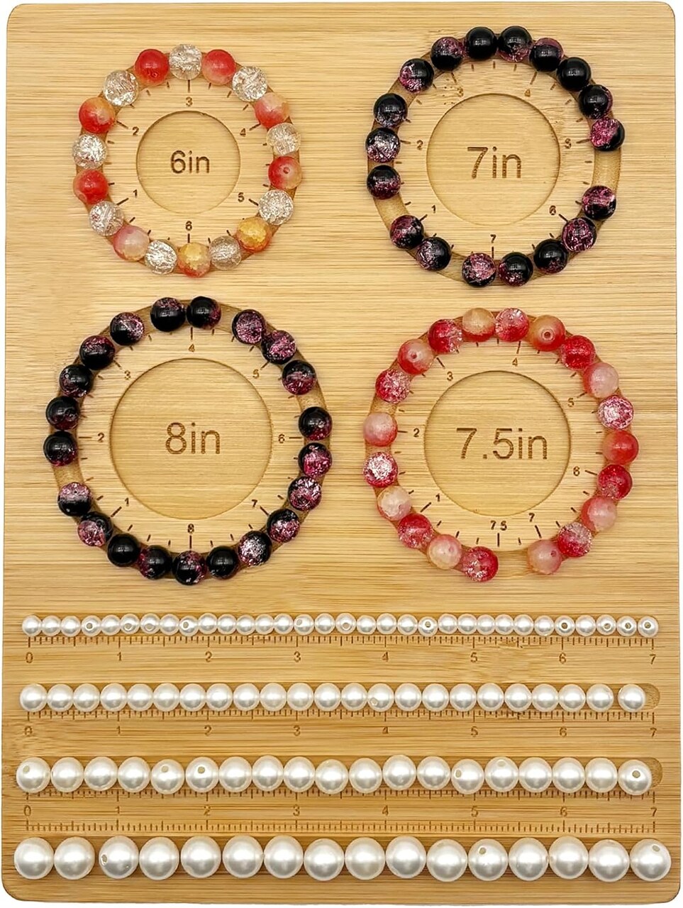 Bead Boards for Jewelry Making, Bamboo Beading Board for Jewelry Bracelet Making, Bracelet Bead Board, Bracelet Bead Board for Bracelet, Jewelry Making Supplies,DIY Small 6"/ 7"/ 7.5"/ 8"